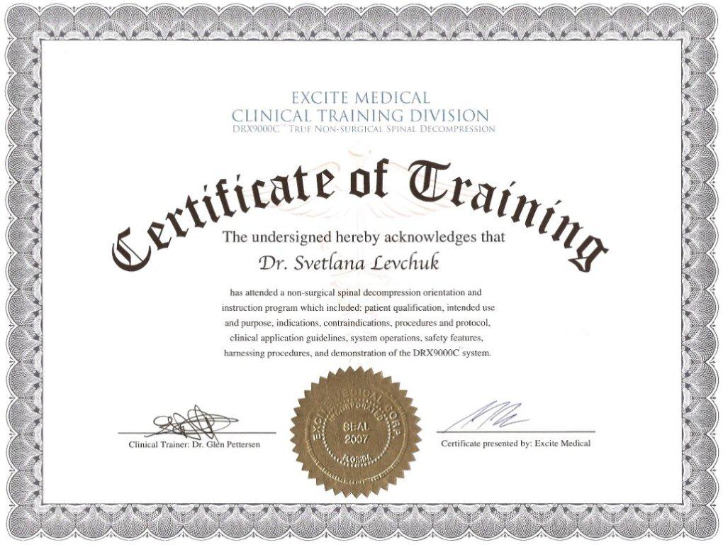 Сертификат клинического обучения Excite Medical, 10