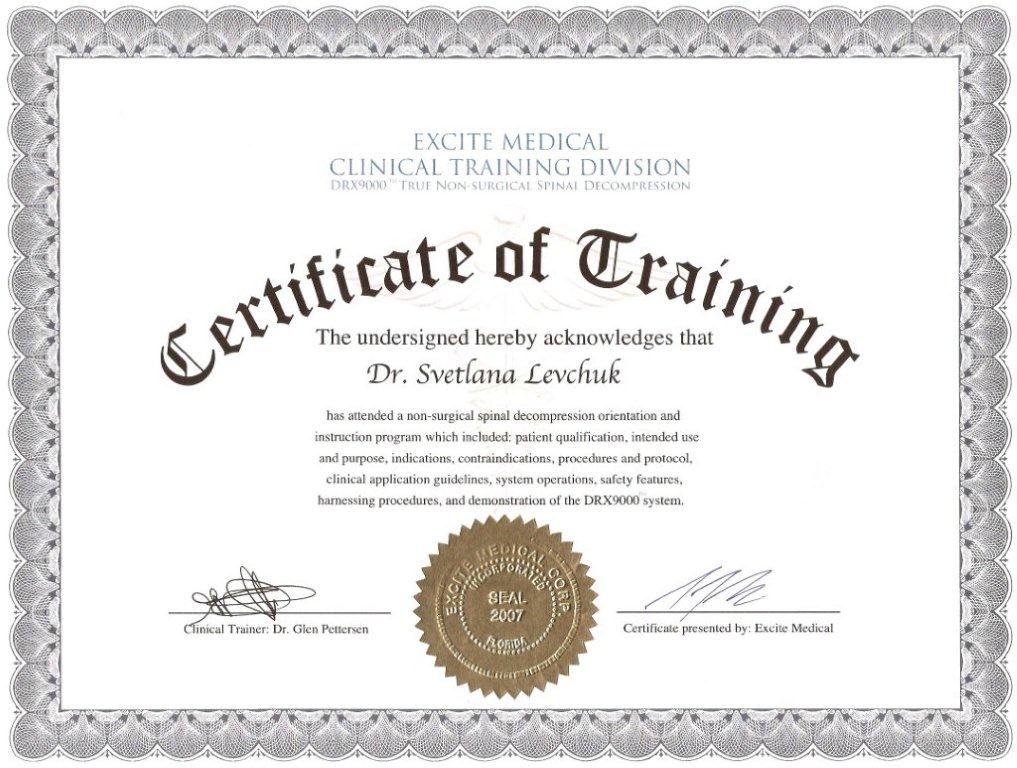 Сертификат клинического обучения Excite Medical, 9